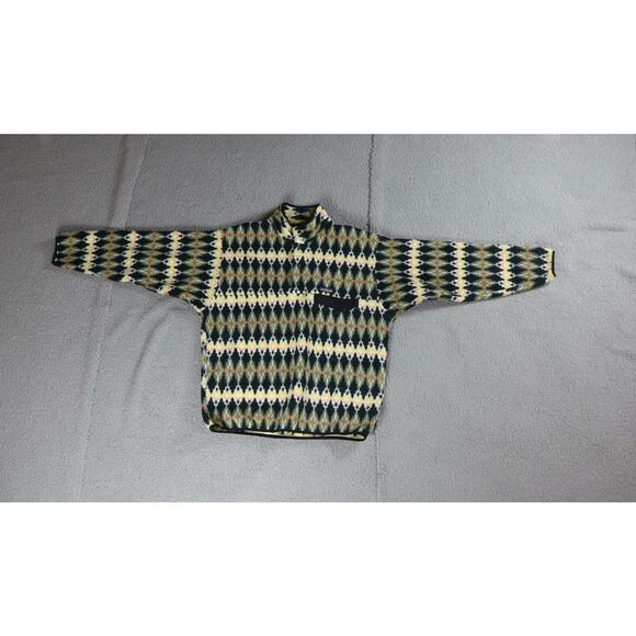 Patagonia Synchilla Mens Large Forest Carpet Tsnap Black Yellow Fleece Sweater - Picture 3 of 9